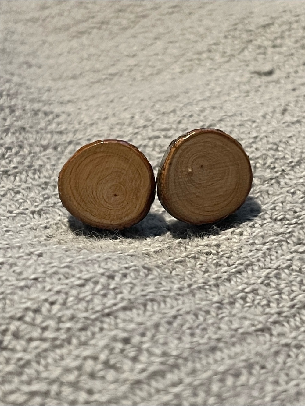 Handmade Rustic Wood Slice Stud Earrings